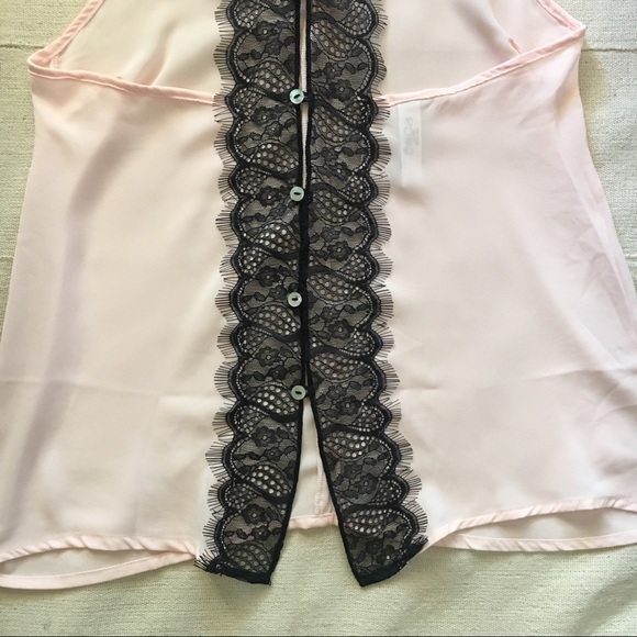Adore Me light pink chiffon cami w black lace back - Picture 4 of 8